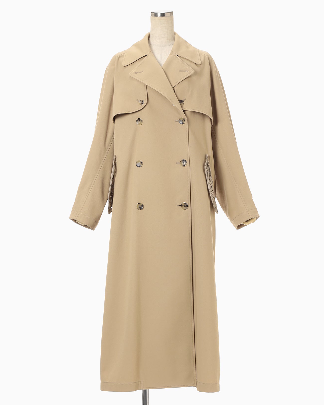Cording Embroidery Detailed Trench Coat - beige - Mame Kurogouchi