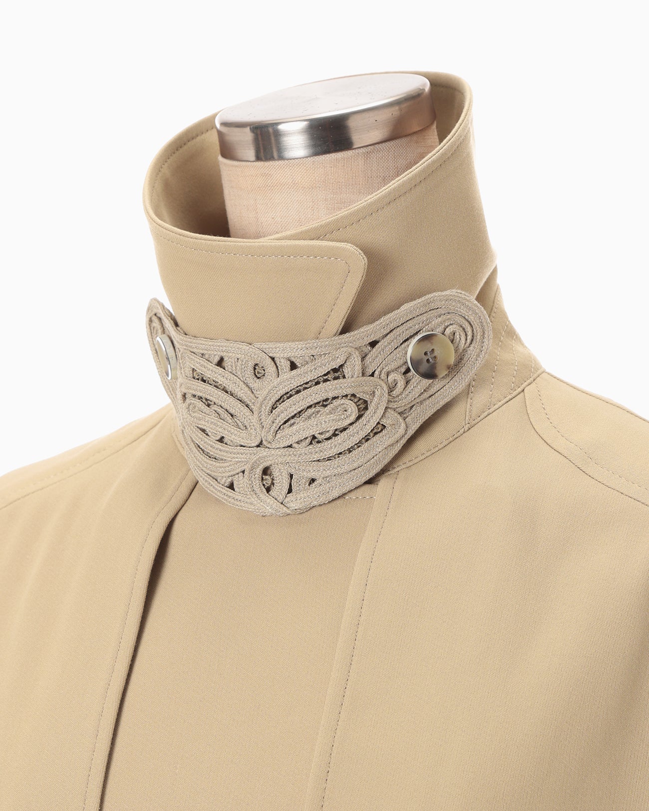 Cording Embroidery Detailed Trench Coat - beige - Mame Kurogouchi