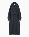 Cording Embroidery Detailed Trench Coat - navy