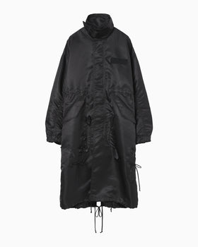 Nylon Twill 3D Embroidery Mods Coat - black