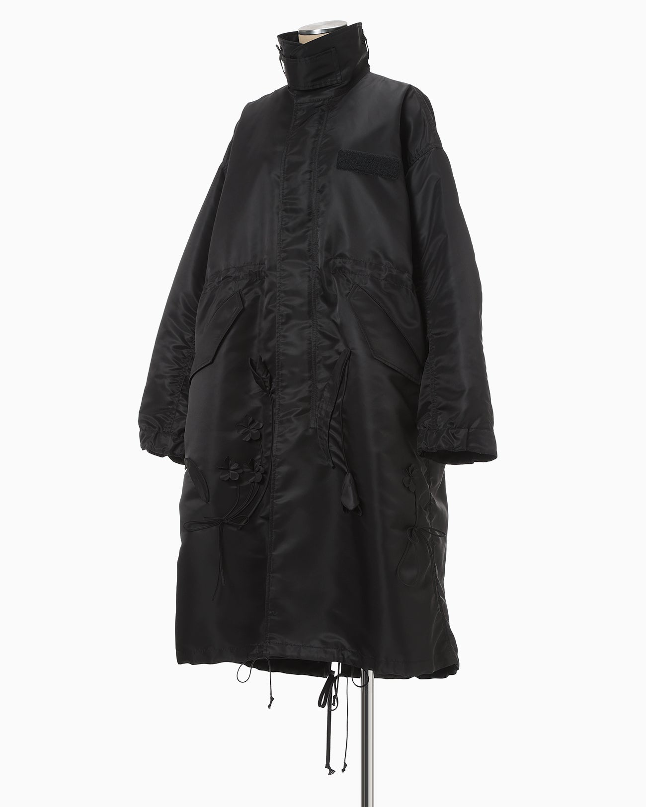 Nylon Twill 3D Embroidery Mods Coat - black - Mame Kurogouchi
