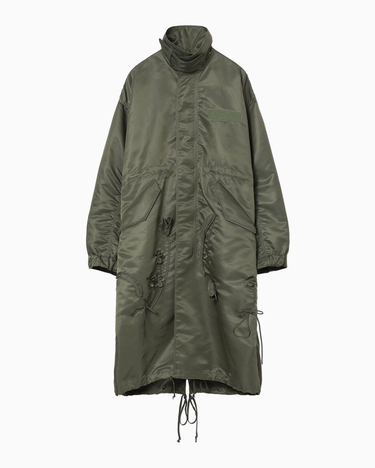 Nylon Twill 3D Embroidery Mods Coat - khaki - Mame Kurogouchi