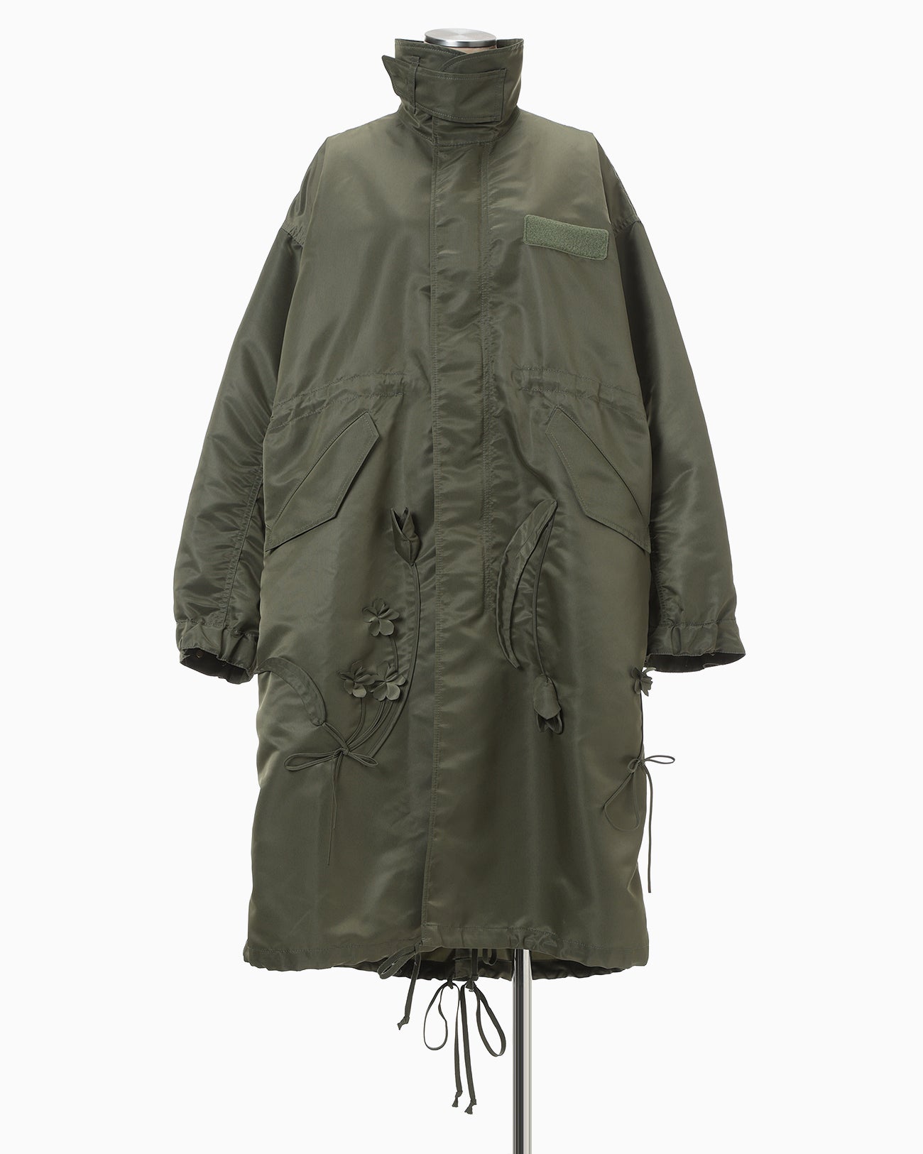 Nylon Twill 3D Embroidery Mods Coat - khaki - Mame Kurogouchi