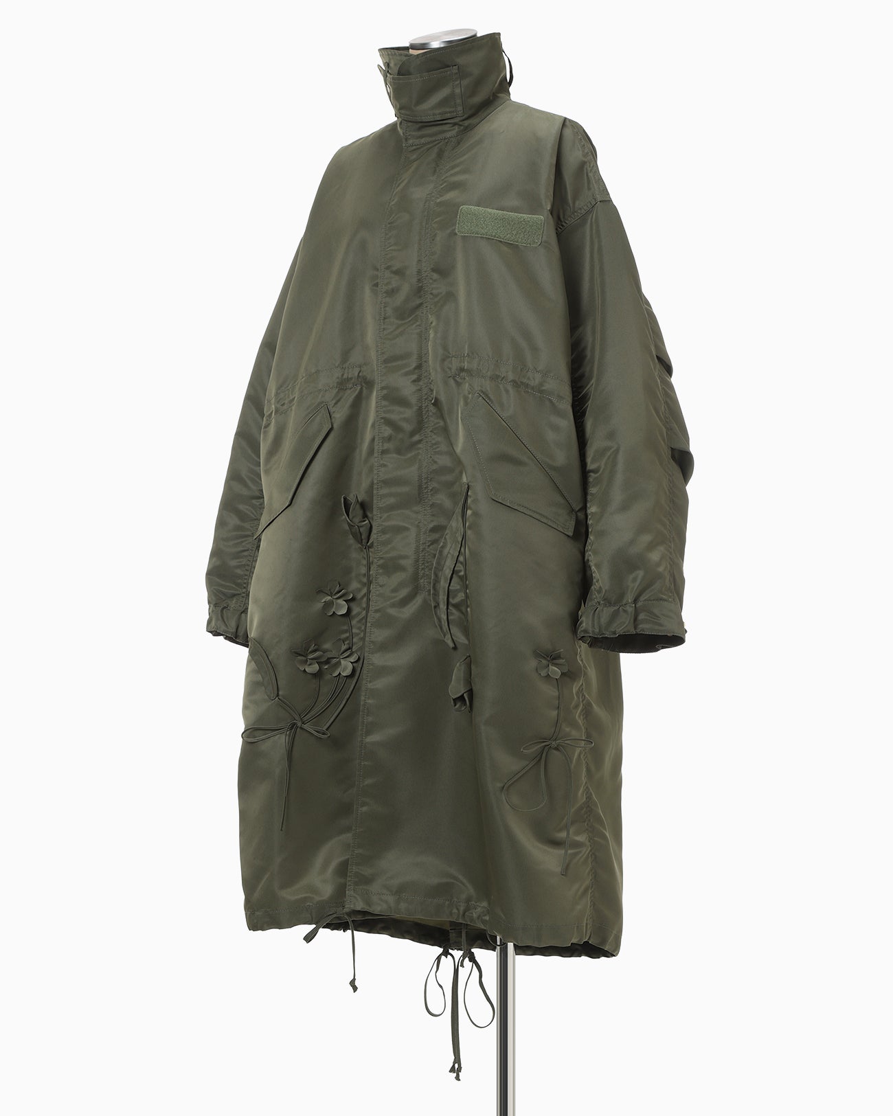 Nylon Twill 3D Embroidery Mods Coat - khaki - Mame Kurogouchi