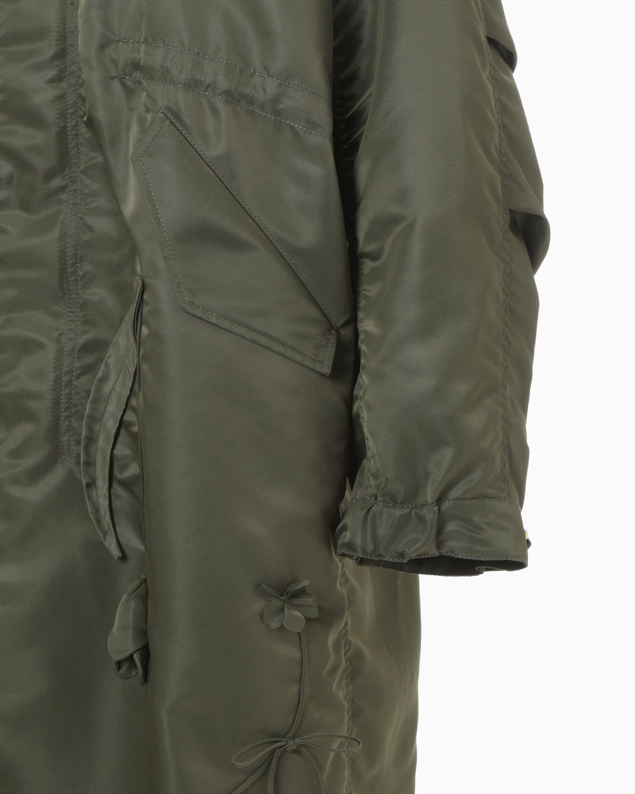Nylon Twill 3D Embroidery Mods Coat - khaki - Mame Kurogouchi