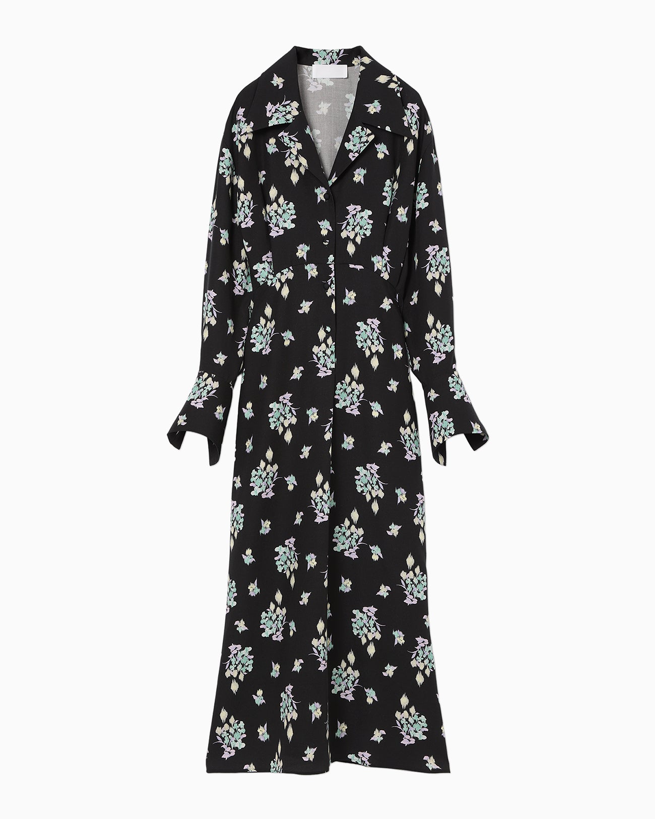 Floral Motif Printed Dress - black - Mame Kurogouchi