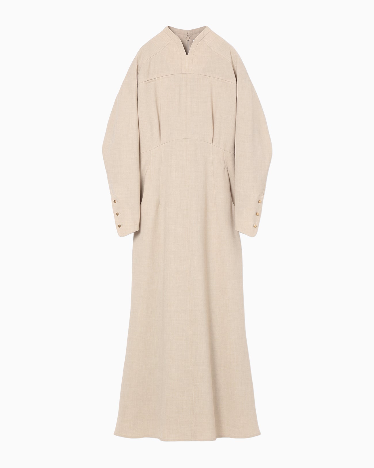 Tucked Waist Flared Dress - beige - Mame Kurogouchi