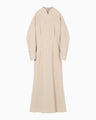 Tucked Waist Flared Dress - beige