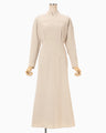 Tucked Waist Flared Dress - beige