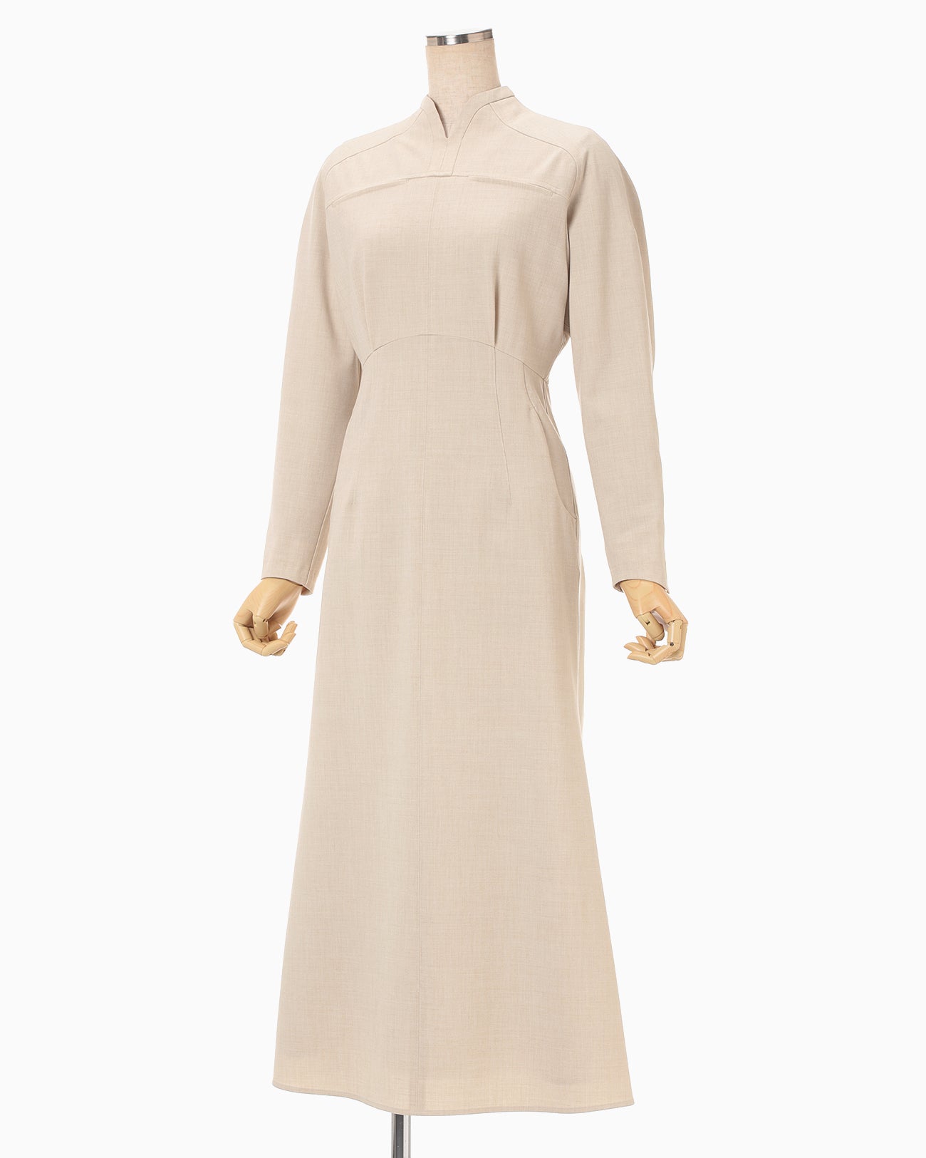 Tucked Waist Flared Dress - beige - Mame Kurogouchi