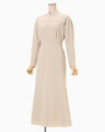 Tucked Waist Flared Dress - beige