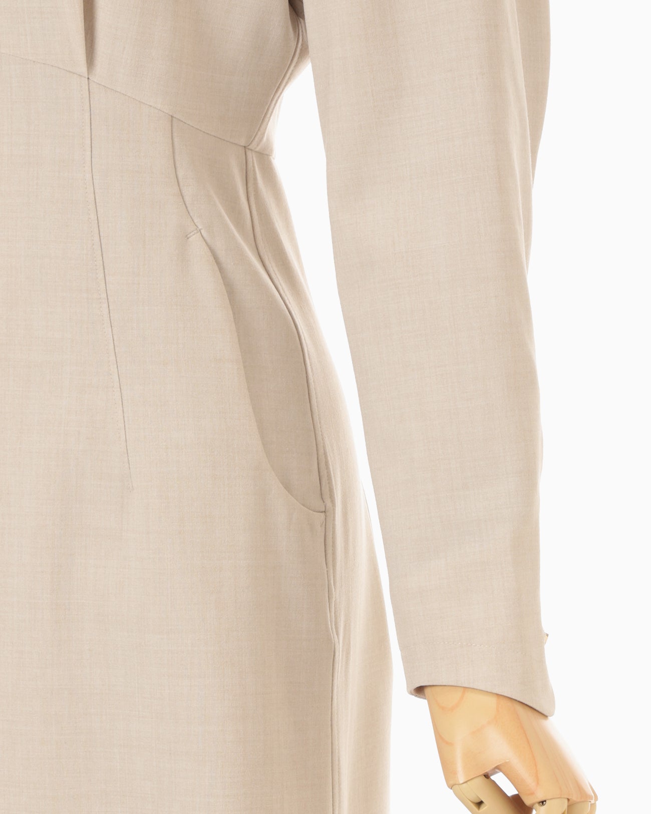 Tucked Waist Flared Dress - beige - Mame Kurogouchi