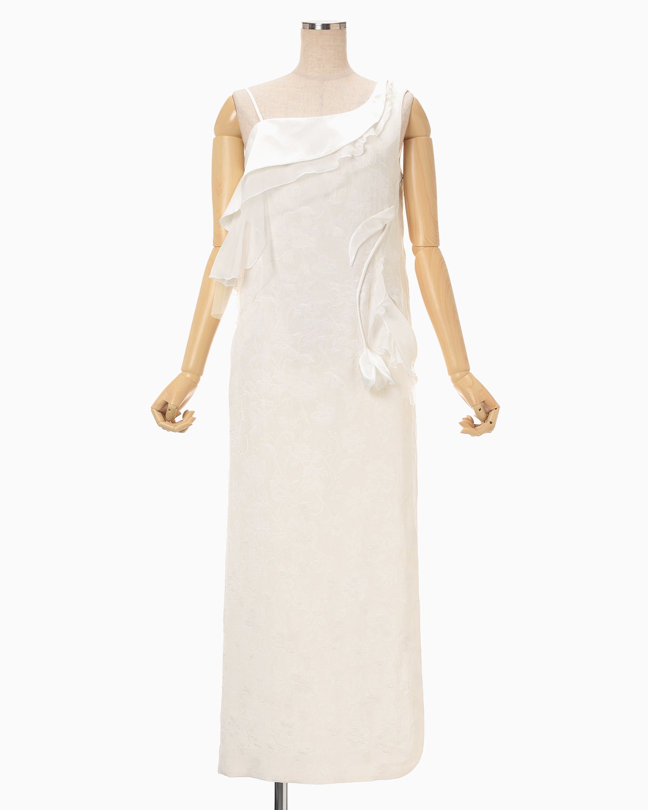 Raised Jacquard One Shoulder Dress - ecru - Mame Kurogouchi
