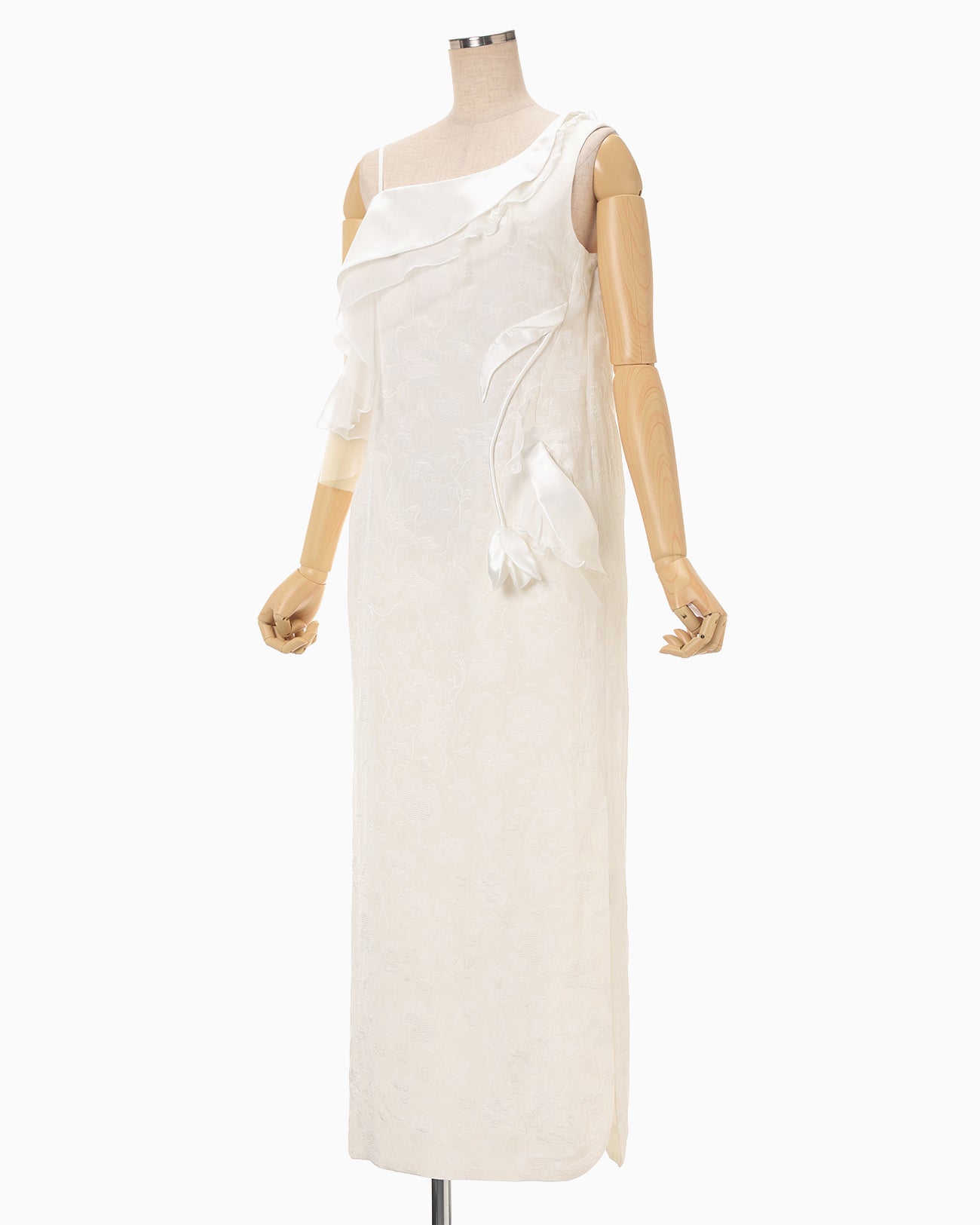 Raised Jacquard One Shoulder Dress - ecru - Mame Kurogouchi