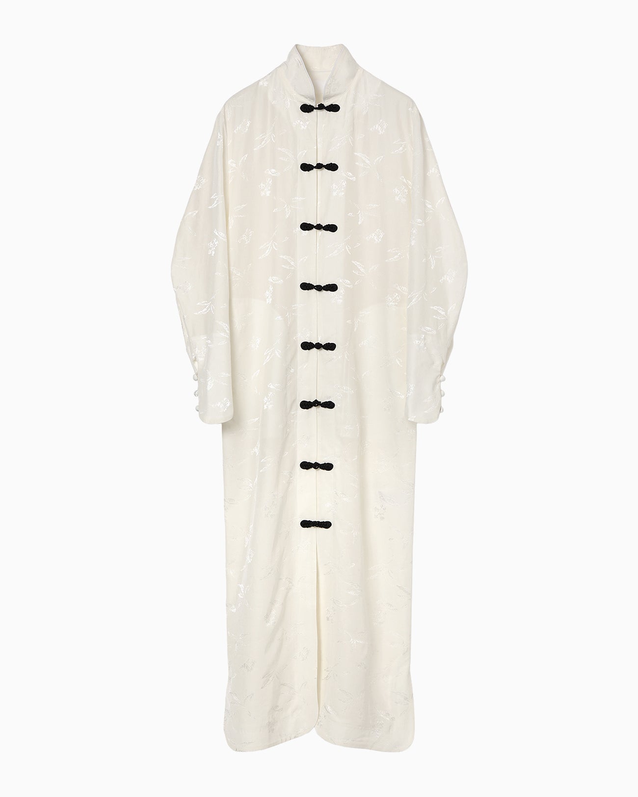 Karako Jacquard Frog Button Dress - ecru - Mame Kurogouchi