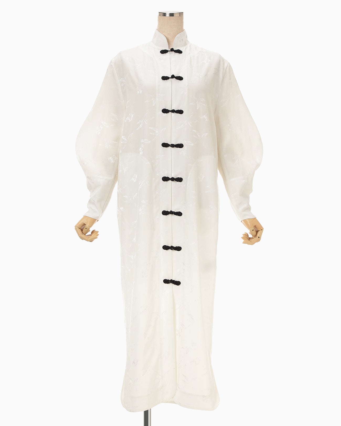 Karako Jacquard Frog Button Dress - ecru - Mame Kurogouchi