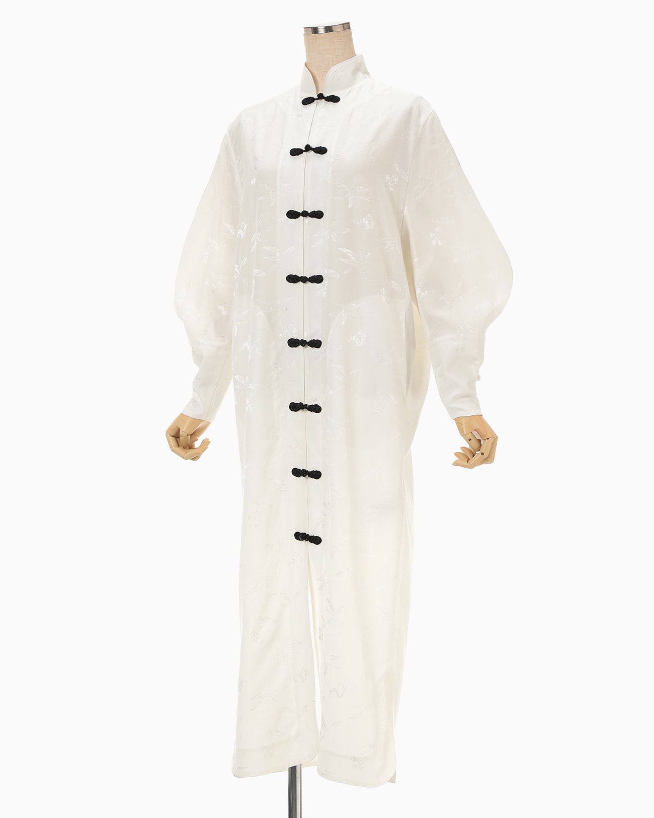 Karako Jacquard Frog Button Dress - ecru - Mame Kurogouchi