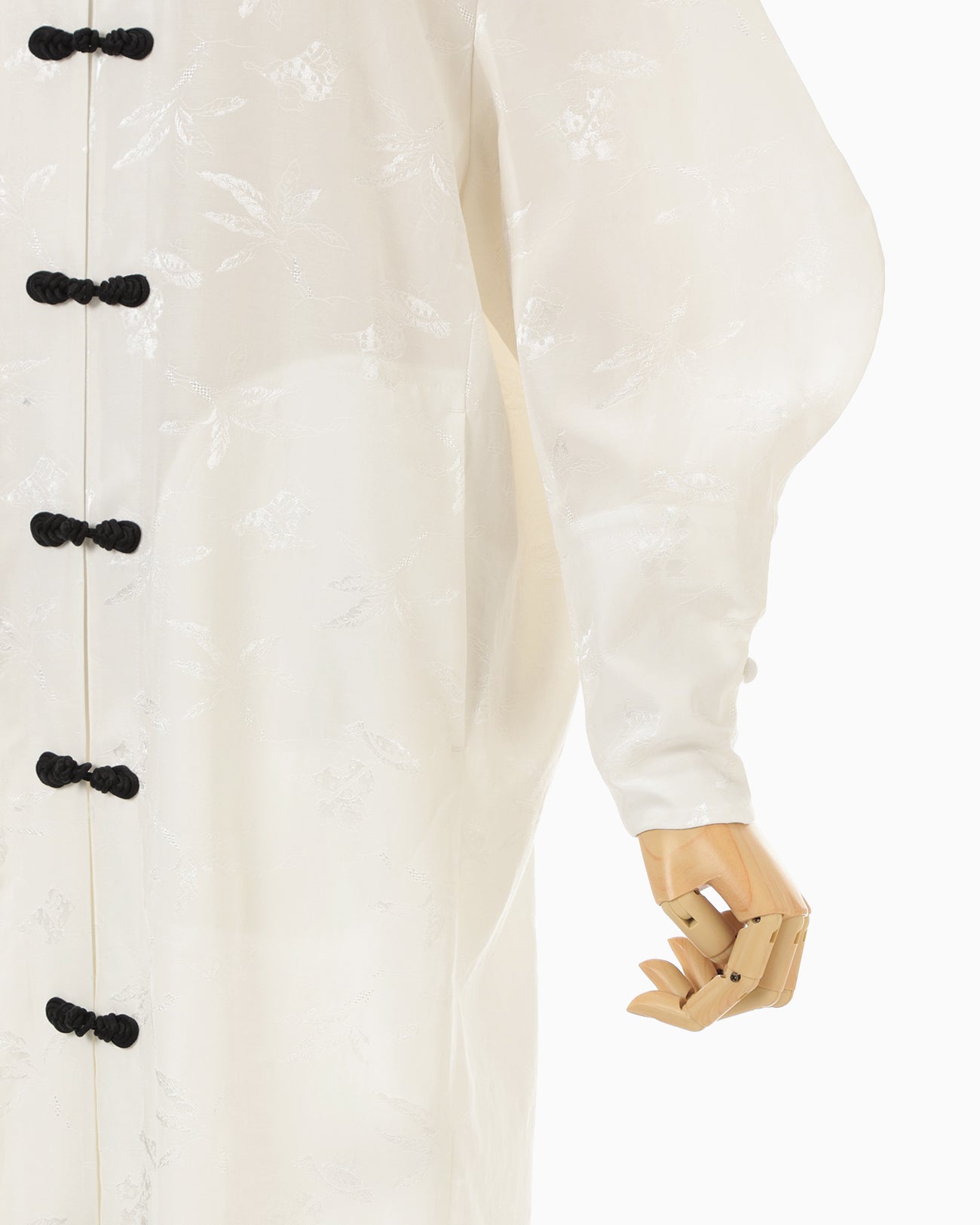 Karako Jacquard Frog Button Dress - ecru - Mame Kurogouchi