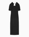 Floral Jacquard Square Neck Dress - black