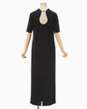 Floral Jacquard Square Neck Dress - black