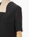 Floral Jacquard Square Neck Dress - black