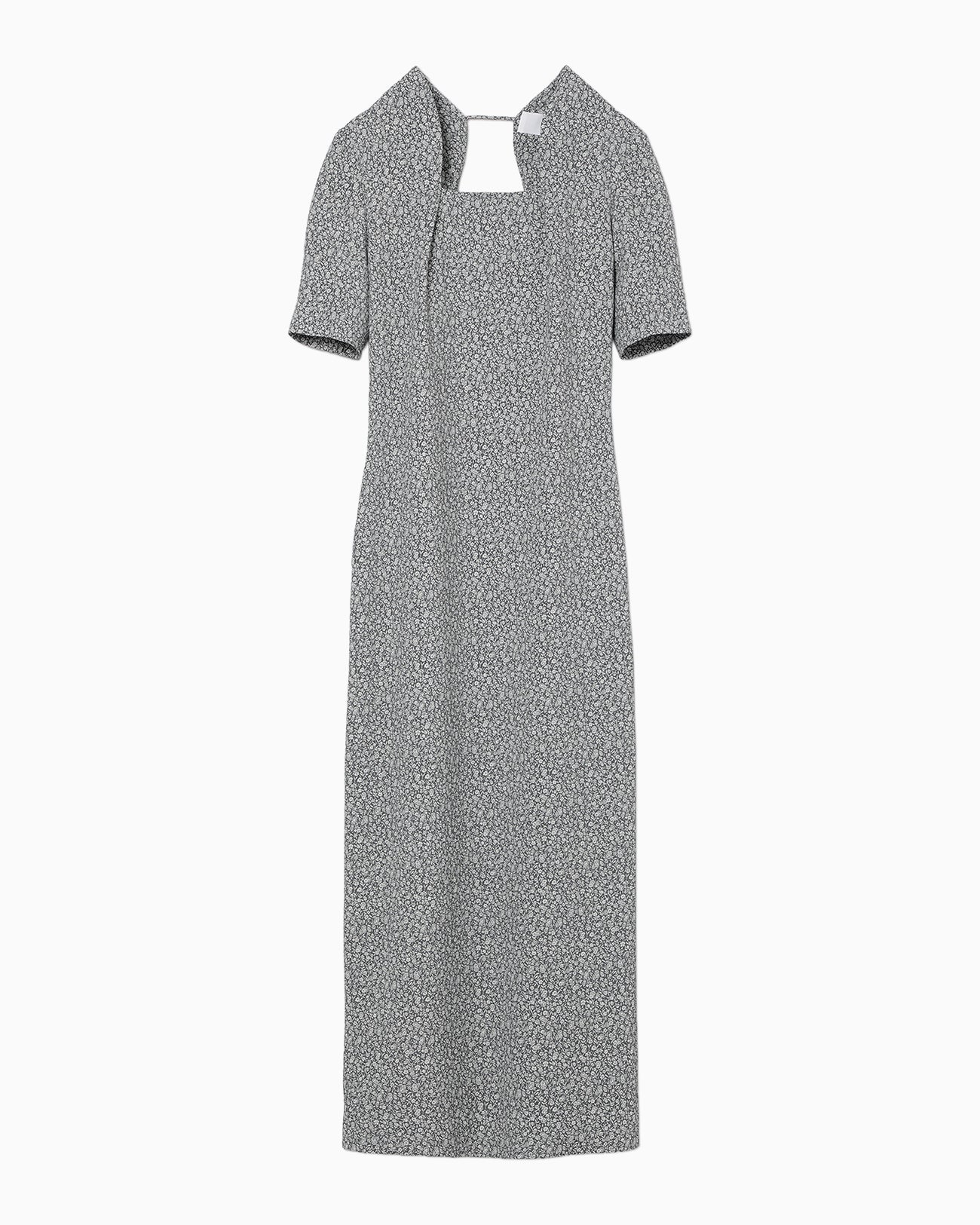 Floral Jacquard Square Neck Dress - grey - Mame Kurogouchi