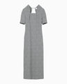 Floral Jacquard Square Neck Dress - grey