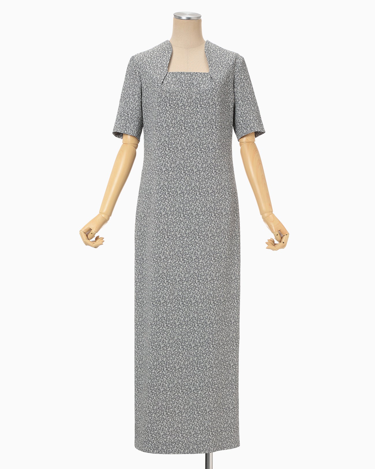 Floral Jacquard Square Neck Dress - grey - Mame Kurogouchi