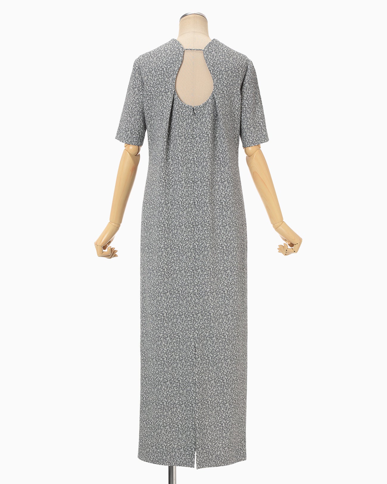 Floral Jacquard Square Neck Dress - grey - Mame Kurogouchi