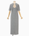 Floral Jacquard Square Neck Dress - grey