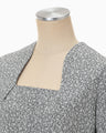 Floral Jacquard Square Neck Dress - grey