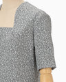 Floral Jacquard Square Neck Dress - grey