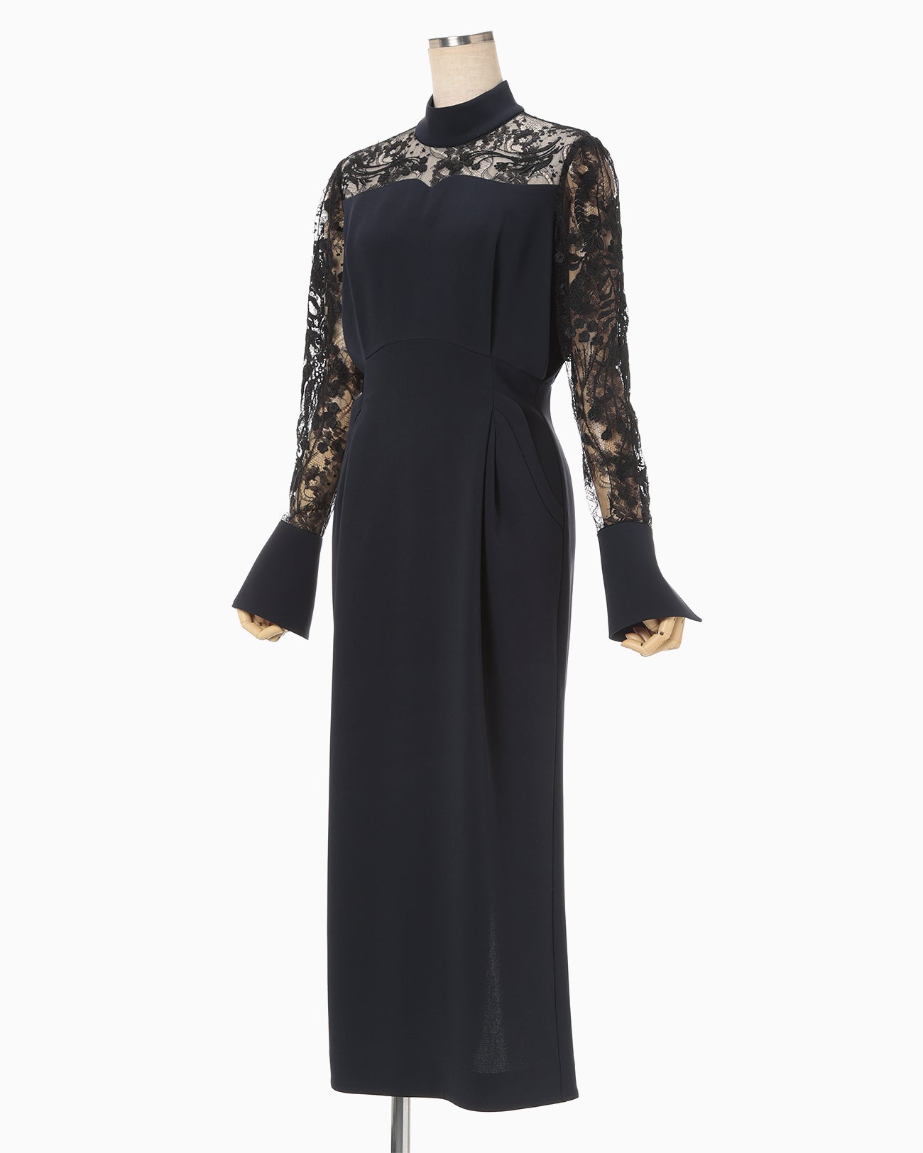 Riverlace Sleeve Classic Dress - navy - Mame Kurogouchi