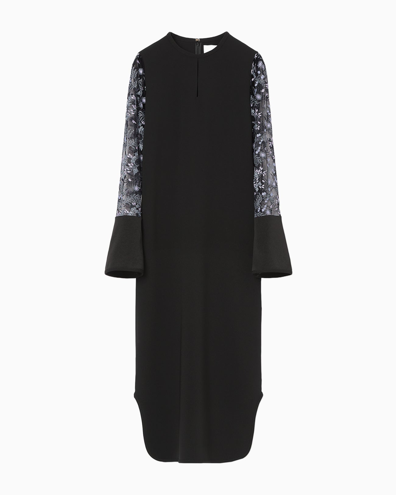 Tulle Lace Sleeve Classic Dress - black - Mame Kurogouchi