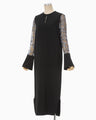 Tulle Lace Sleeve Classic Dress - black