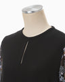 Tulle Lace Sleeve Classic Dress - black