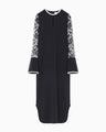 Tulle Lace Sleeve Classic Dress - navy