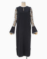 Tulle Lace Sleeve Classic Dress - navy