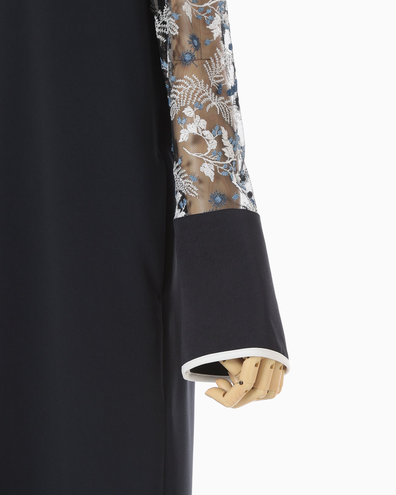 Tulle Lace Sleeve Classic Dress - navy - Mame Kurogouchi