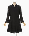 Raschel Lace Flare Dress - black