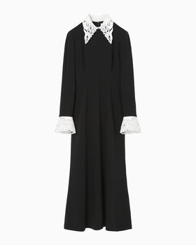 Triacetate Polyester Embroidered Dress - black