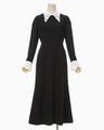 Triacetate Polyester Embroidered Dress - black