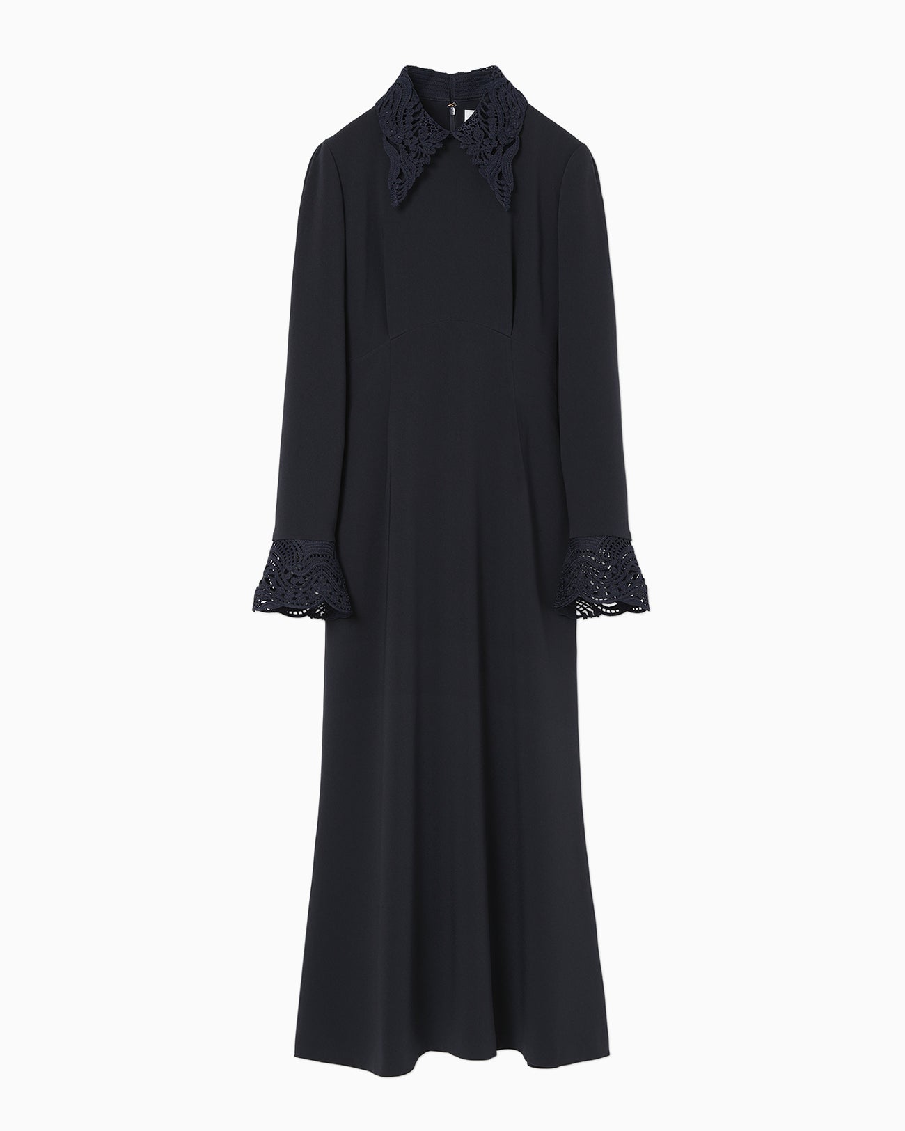 Triacetate Polyester Embroidered Dress - navy - Mame Kurogouchi