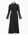 Triacetate Polyester Embroidered Dress - navy