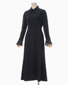 Triacetate Polyester Embroidered Dress - navy