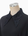 Triacetate Polyester Embroidered Dress - navy