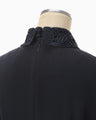Triacetate Polyester Embroidered Dress - navy