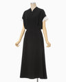 Triacetate Polyester Embroidered Short Sleeve Dress - black