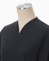Triacetate Polyester Embroidered Short Sleeve Dress - navy