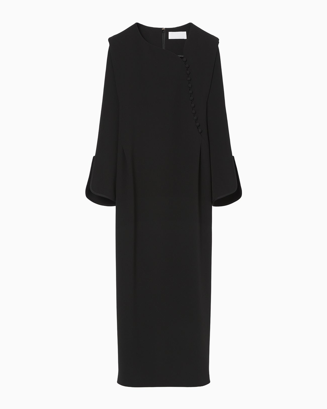 Triacetate Polyester Asymmetrical Neck Dress - black - Mame Kurogouchi